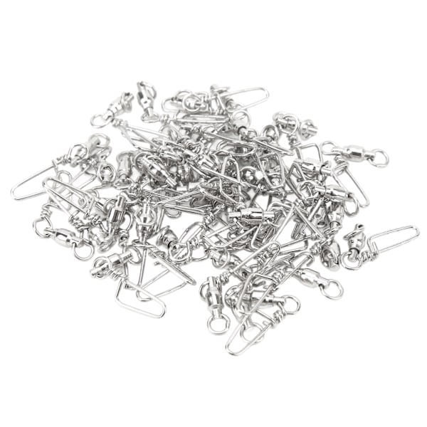 50 st High Strength Fiske Snap Swivels Rostfritt Stål B-Typ Kullager Swivels för Saltvattenfiske 1#