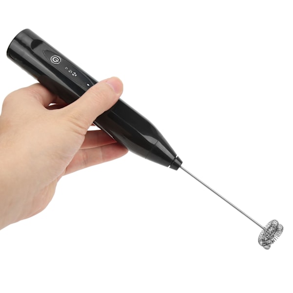 Håndholdt elektrisk mikser USB-lading Sklisikkert håndtak Elektrisk blender med 2 vispehoder for husholdningsbruk, kakebutikk, svart