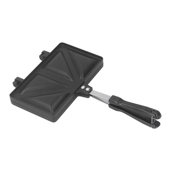 Varmsandwichmaskin i aluminiumlegering, dobbeltsidig stekepanne for toast og smørbrød, svart