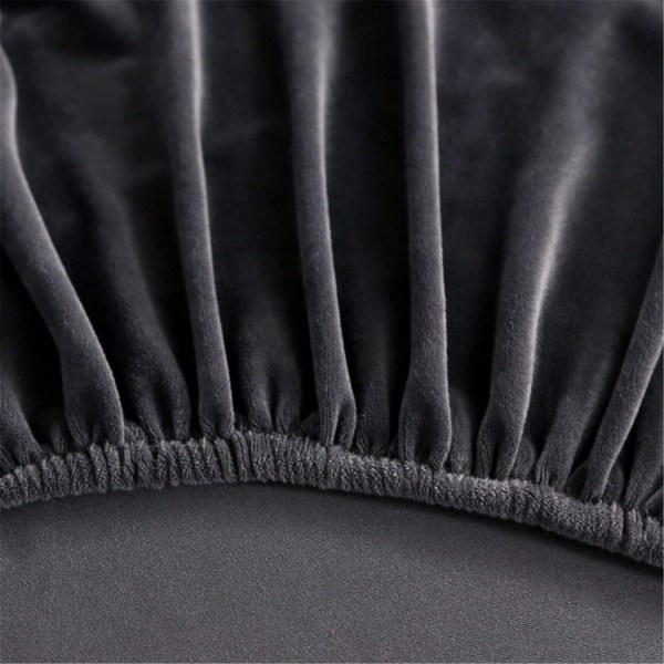 Svart sammet armlöst cover med volangkjol Högstretch armlös futon bäddsoffa cover Fläckbeständigt maskintvättbar liten (grå, M)