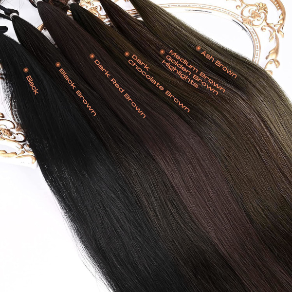 En fasjonabel svart kjemisk fiberparykk, lang flettet hårforlengelse for kvinner, hårforlengelse av hårbåndtype, fletteparykk, hestehale