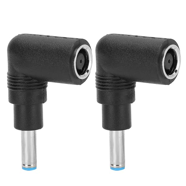 2 stk. Vinklet Strømstik Oplader Adapter 7,4x5,0mm til 4,5x3,0mm M/Pin til HP
