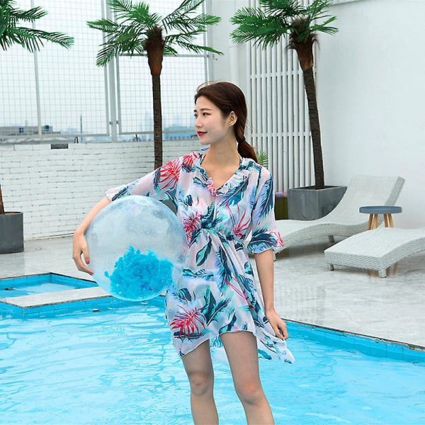 Blå paljett uppblåsbar badboll - 40 cm storlek, perfekt för sommarens poolfester och strandnöje