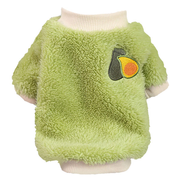 Hvalpe Plysj Tøj Varmt Behageligt Hudvenligt Elastisk Rund Hals 2-Benet Hund Plysj Outfit til Kæledyrsforsyninger Grøn Avocado M