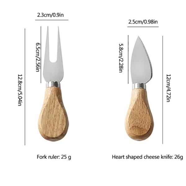 4 kpl/setti ruostumattomasta teräksestä valmistetut juustoleikkurit puukahvalla juustonleikkaustyökalu juustoleikkuri keittiövälineet