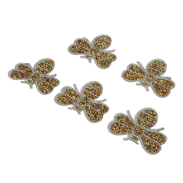 5 stk. Små Bi-Rhinestone-Merker, Skjuler Skavanker og Skader, Søt Form, Gule Dyr, Rhinestone-Applikasjoner for DIY-Håndverk