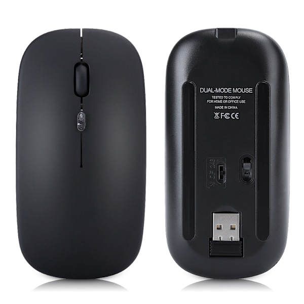 HXSJ Trådløs Mus Fargerik Lysende DualMode Oppladbar for Bluetooth 2.4G T18