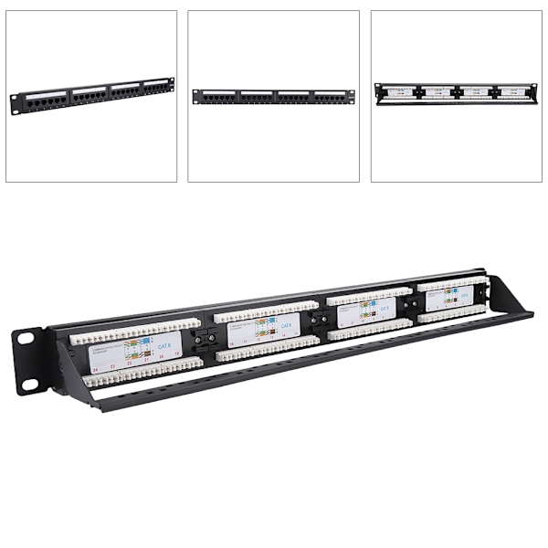 24 Portars Monterbar Data Patch Panel Höghastighets CAT6 CAT-6 Nätverkskabel Rack
