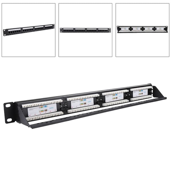 24-ports monterbart datapatchpanel høyhastighets CAT6 CAT-6 nettverkskabelstativ