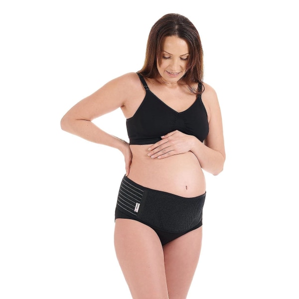 Justerbart sort gravidbælte og pandebåndsæt - One Size elastisk og behageligt til gymnastik