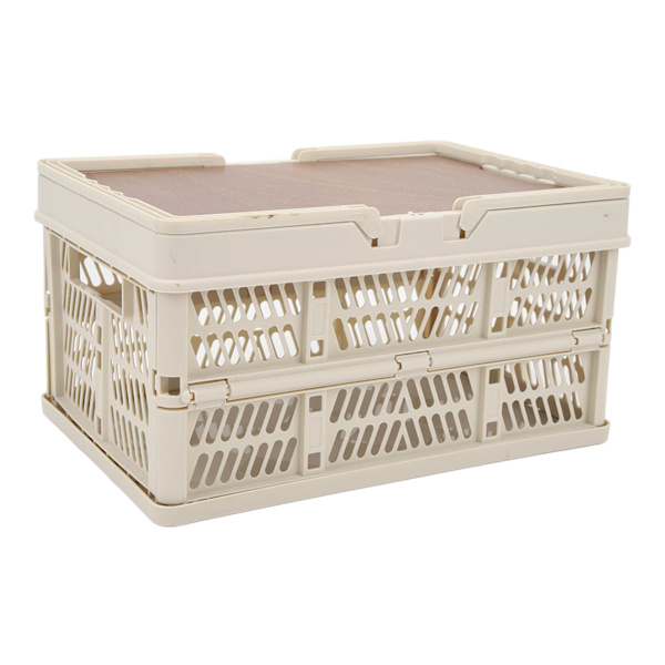 Camping Picnic Kurv Foldbar Stor Kapacitet Multifunktion Håndholdt Camping Opbevaringskurv Camping Opbevaringsboks Grå Hvid S