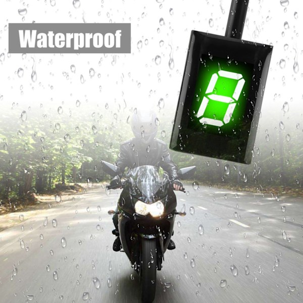 Motorcykel Gearindikator Display Speedometer Digital Gearskiftende Sensorer til Kawasaki (#Grøn)