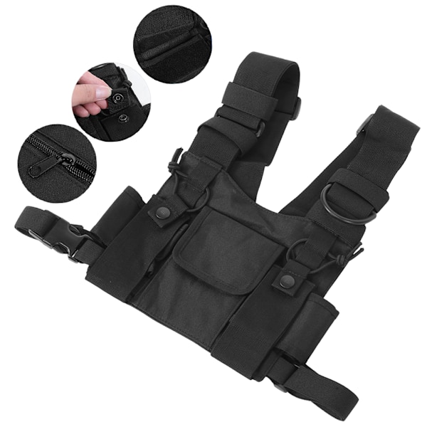 Walkie Talkie Bröst Front Pack Ficka Taktik Utomhus Väst Rig Bärväska Förvaringsväska