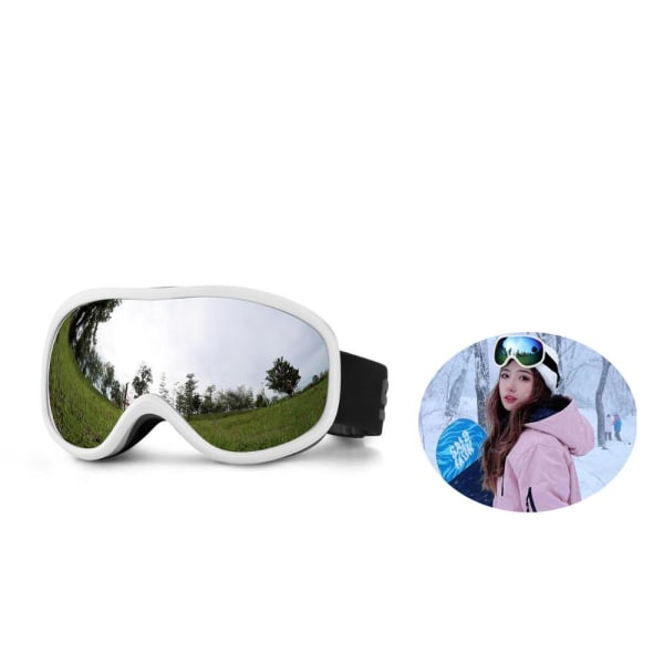 Sfæriske dobbeltlags skibriller Anti-dugg utendørs skibriller for menn og kvinner Hvit