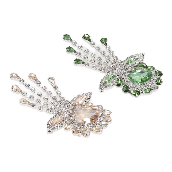 2 stk Bryllupsbuket Brocher Pin Blomst Form Græsgrøn Champagne Shine Krystal Rhinestone Brocher til fest