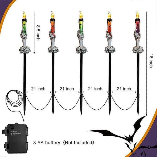 5-pack Skeleton Ghost Hands Path Lights for Halloween, LED Skull