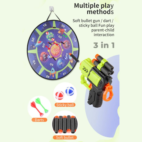 Lastentaulu 3-in-1 Space Safe Dartboard - Heittopeli sisä- ja ulkokäyttöön pojille ja tytöille