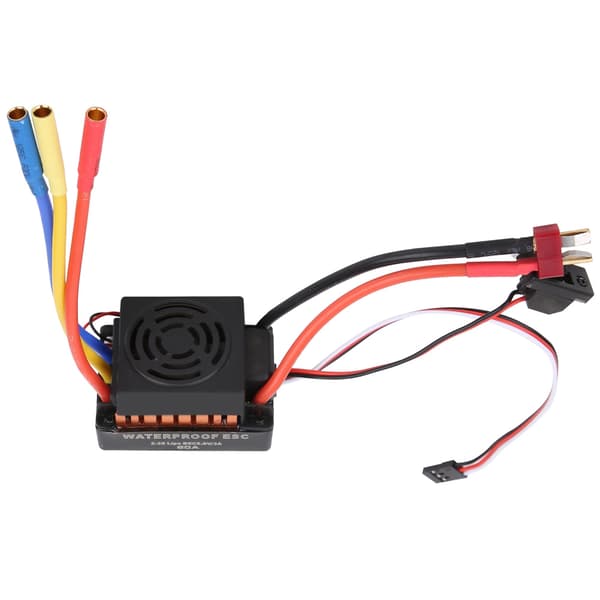 HOBBYFANS 60A Brushless ESC Sensorløs Elektronisk Hastighetskontroll med 4,0 Bananhode for RC Bil Oransje
