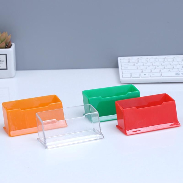 5 Pack pöytätietokoneen käyntikorttipidikettä käyntikorteille, läpinäkyvä muovinen case, tiedontallennuslaatikko helppoa toimistokäyttöä varten