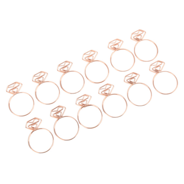 12 stk. Guldfarvede papirclips, unikt ringdesign, førsteklasses metal, rustfri, holdbare, bred anvendelse, falmer ikke, søde papirclips