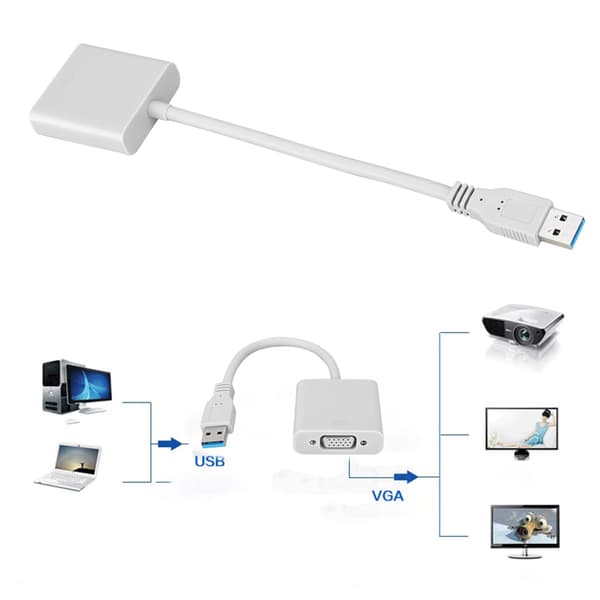USB 3.0 til VGA-adapterkabel til Win 7/8-system (hvid)