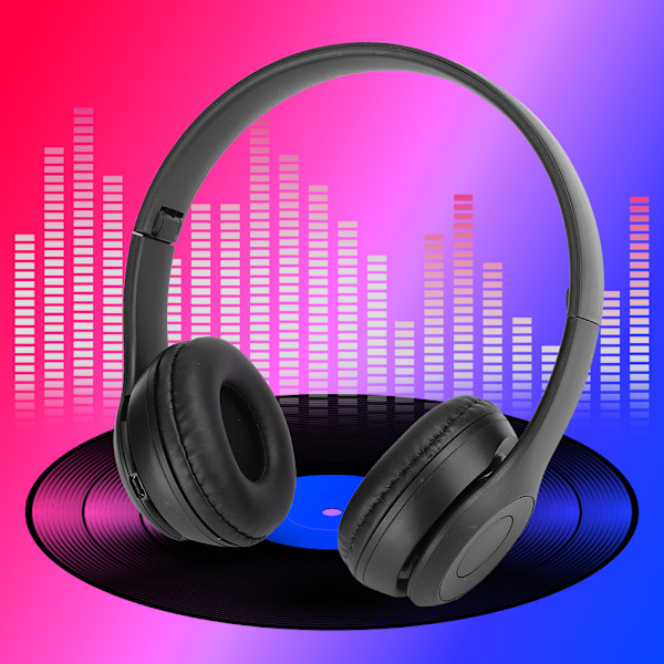 Bluetooth Langattomat Kuulokkeet Korvan Yli Taitettavat Stereoääni Melunvaimennus Kuulokkeet Peli FM Musiikki Kuuloke Musta