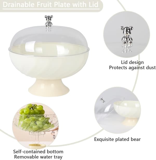 Fruit Bowl for Kitchen Counter, Clear Fruit Basket with Lid, Fruit Display Stand for Party Wedding Vegetables