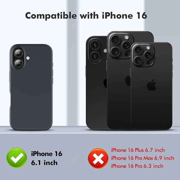 Silicone Case Compatible with iPhone 16 Case Soft Ultra-Thin Protective Shockproof Liquid Silicone Phone Case, 6.1\" Midnight Blue