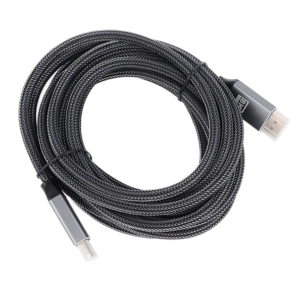 DisplayPort 1.4 Kabel 8K 5 Meter Lang Holdbar Nylon Stilful Grå Højhastigheds Computer DisplayPort Kabel til PC Skærm