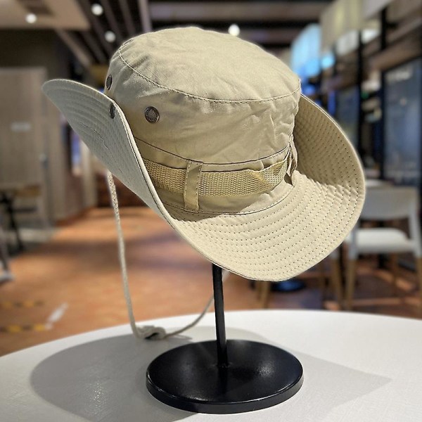 Utomhus bred brätte dubbellager arméstil Combat Jungle Sun Hat, M (56-58cm), idealisk för fiske, jakt och camping