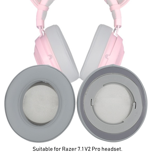 Harmaa puuvillainen kuulokkeiden korvatyynyjen suojus Razer 7.1 Pro V2 -kuulokkeille, varaosa
