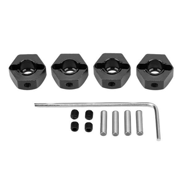 4 kpl 12 mm kuusiokolopyörän navamutterit alumiiniseos Korkea tarkkuus RC pyörän kuusiokolo navan vetoadapter 1/10 RC autolle musta