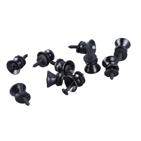 10 STK Guitarrem Låseknapper Mushroom Style Metal End Pins med Skrue til elektrisk Guitar Bas Ukulele Sort