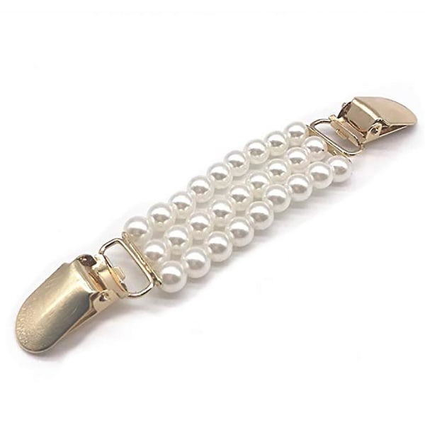 Stilfuld 3-lags Faux Pearls Cardigan Clip Chain - Sweater Clamp for et elegant look