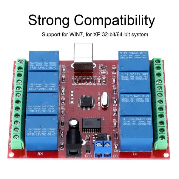 8-kanals 12V datamaskin USB intelligent kontrollbryter relémodul driverfri