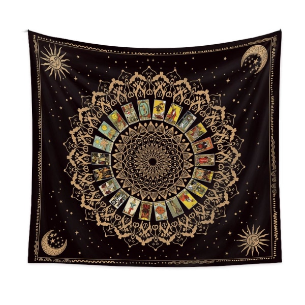150*200 cm Tarot-stil svart billedvev, dekorativ billedvev, mandala-teppe, scenebakgrunn