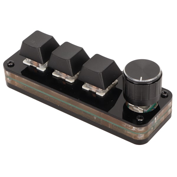 Mini 3-knappars tangentbord med ratt, anpassad programmering, utbytbara blå switchar, makro, mekaniskt tangentbord för spel