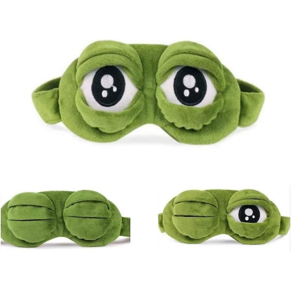 Rolig tecknad Frog Eye Mask för sömn och resor (grön)
