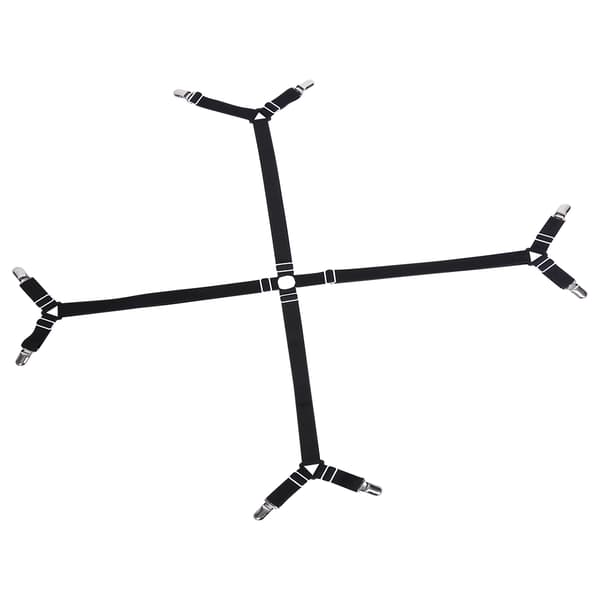 Elastiske kryssende sengetøystropper Klips Trekantgripere Holderfester Svart
