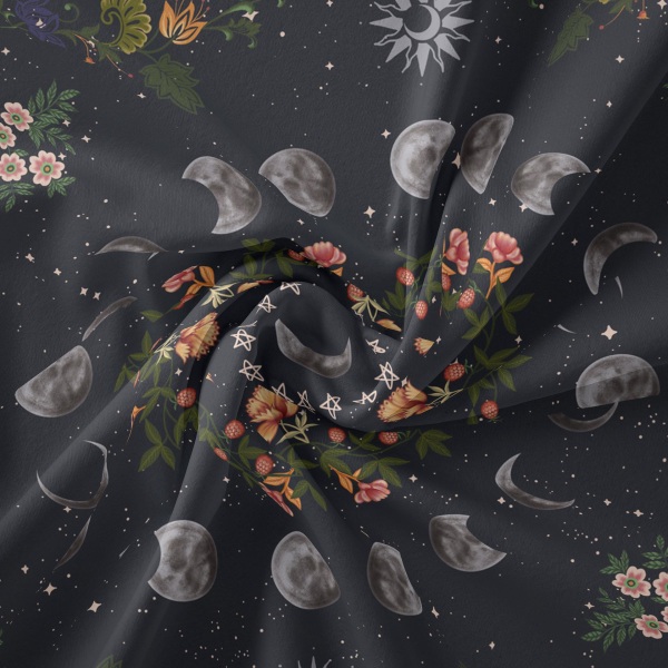 150*200 cm svart stjerne- og måne-teppe, dekorativt billedvev, mandala-teppe, scenebakgrunn