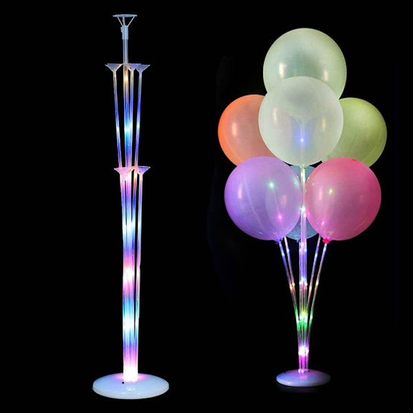 Ballongstativ Kit Färg LED Ljus Plast Ballongstativ Fäste Ballongpinnar Stativ för Födelsedagsfest Bröllopsdekoration