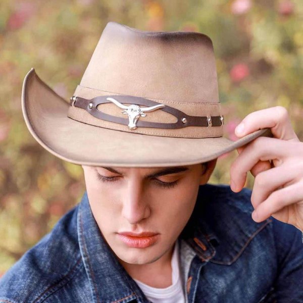 1 PU Western Cowboyhatt, Cappello Classics Dad Leather Vintage Cap med vindtau, for menn og kvinner