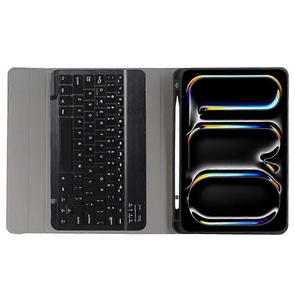 A13B Leather+TPU Tablet Case Bluetooth Keyboard Case with Pen Holder for iPad Pro 11 (2024)