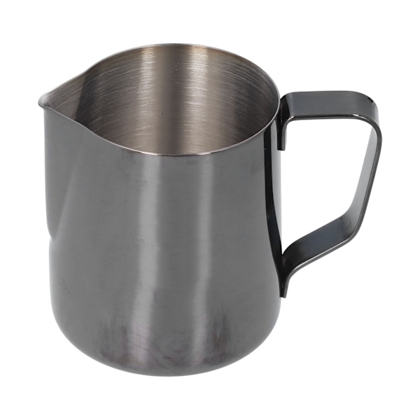 Stainless Steel Frothing Cup Milk Coffee Frothing Pitcher with Inner Scale Pointed Mouth Black350ML (With Label)