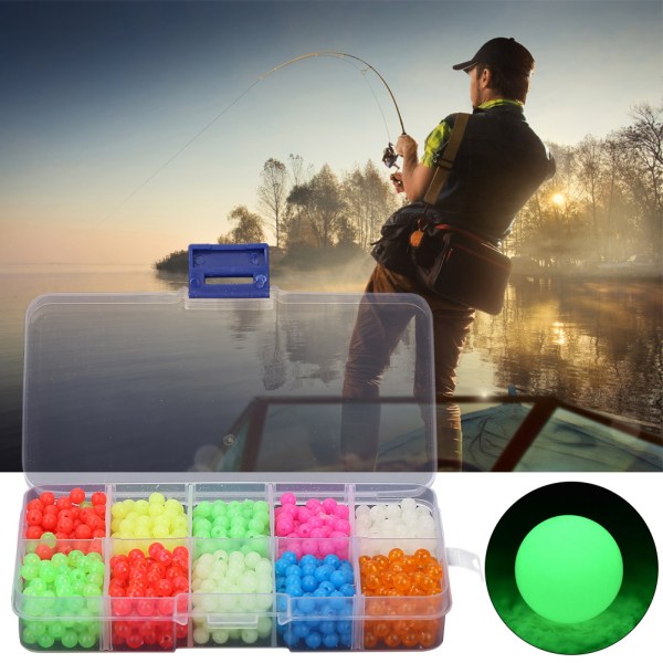 1000 stk/boks Luminous Glow Beads Fiskeutstyr lokker Verktøy Tilbehør for utendørs fiske