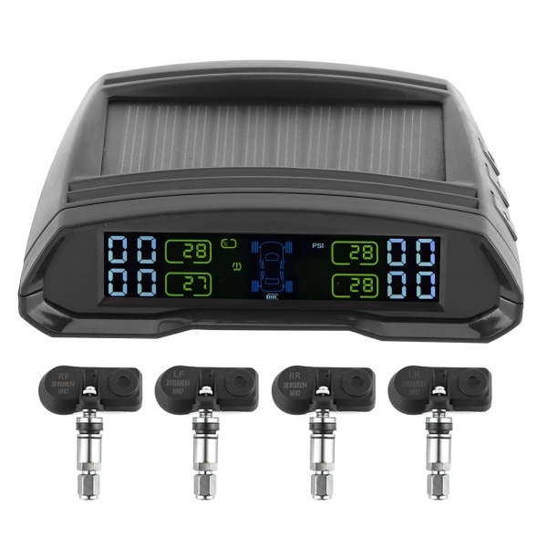 Trådløs dæktryksalarmmonitor Solar/USB Power TPMS Digital LCD Display Sensor