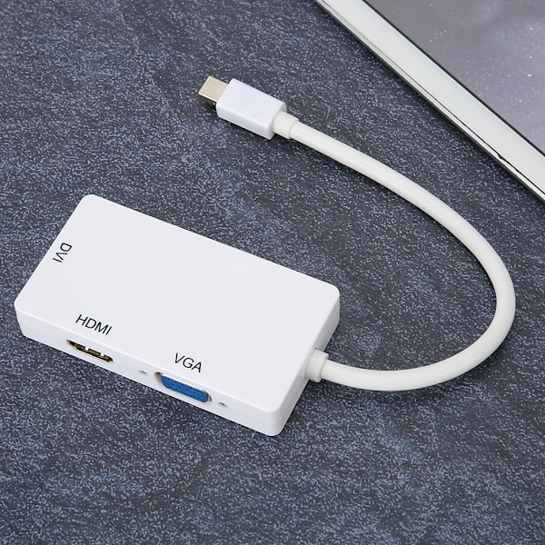 3 in 1 DP -muunnin MiniDP - HDMI DVI VGA -kaapelisovitin, ei tarvitse ulkoista virtalähdettä