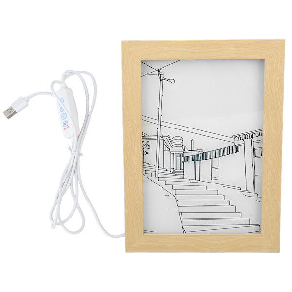LED-ljusbild 3 lägen Modern stilren ljusmålning för sovrum, arbetsrum, vardagsrum Väggdekoration USB 5V Plug In S