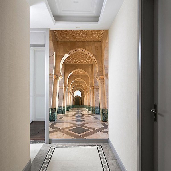 77x200cm 3D moske korridor dørklistermærke Vinkælder Fotovægmaleri Tapet Soveværelse Badeværelse