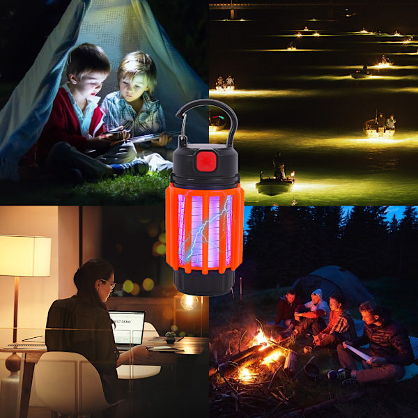 2 i 1 Bug Zapper USB Uppladdningsbar Vattentät Myggdödare LED-lykta för Inomhus Utomhus Hem Trädgård Uteplats Camping